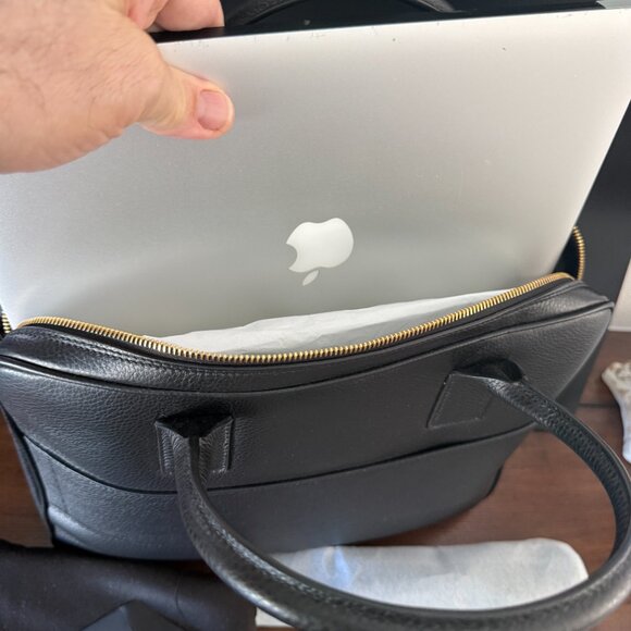 VERSACE 1013360 BLACK LEATHER MEDUSA MEDALION BRIEFCASE MESSENGER SHOULDER BAG - Picture 12 of 15